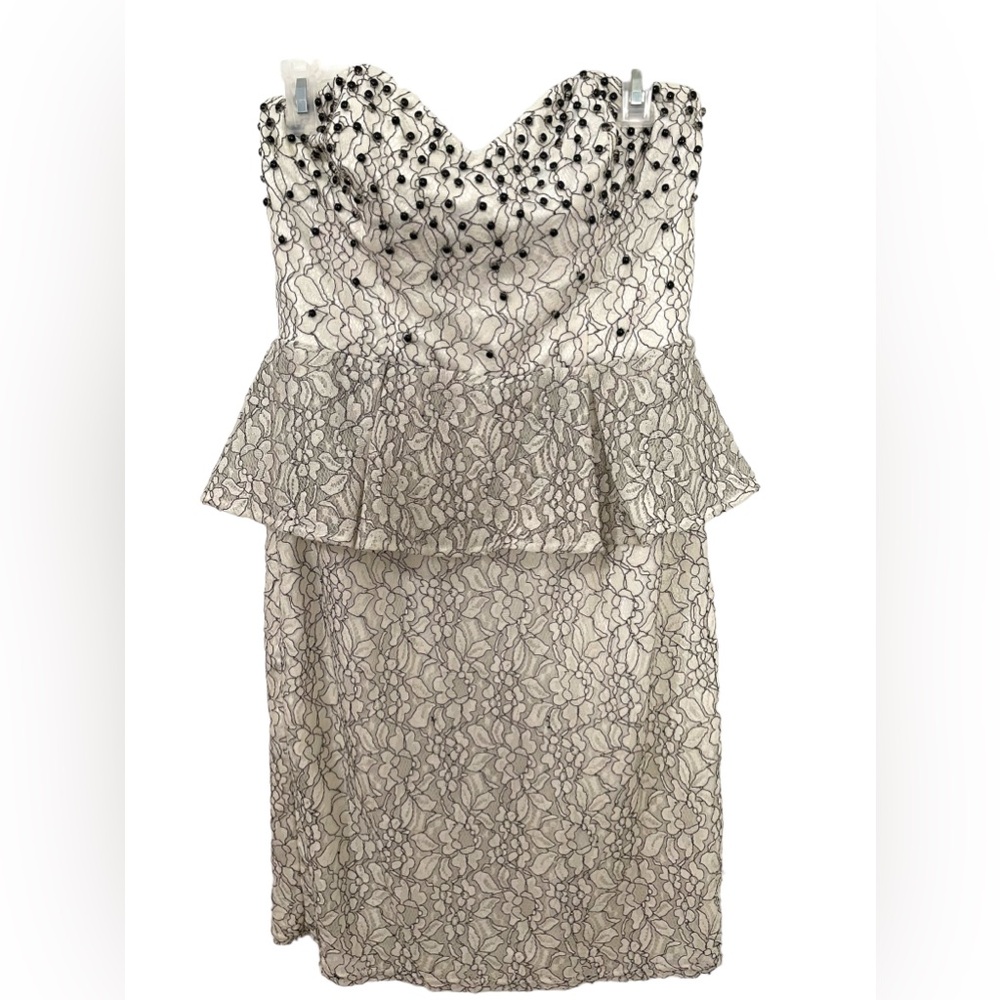 Lipsy Lace Strapless Midi Dress Size UK 12 US Size 8